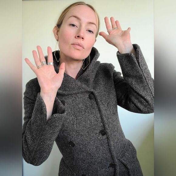 The Elvish Hooded Wool Double Breasted Trench Coat by m0851 S - Picture 2 of 16